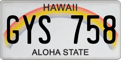 HI license plate GYS758