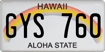 HI license plate GYS760
