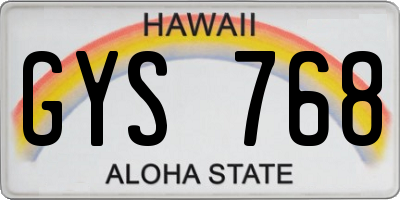 HI license plate GYS768