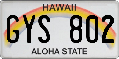 HI license plate GYS802