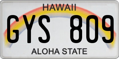 HI license plate GYS809