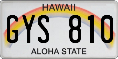 HI license plate GYS810