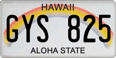 HI license plate GYS825