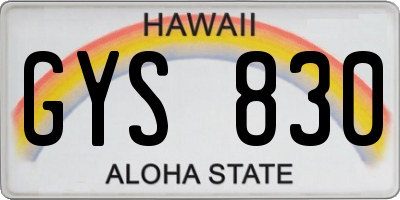 HI license plate GYS830