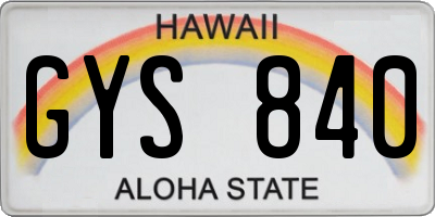 HI license plate GYS840