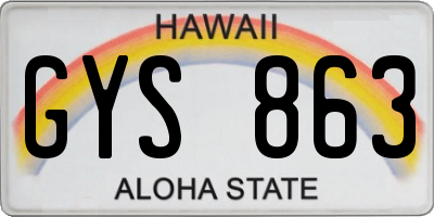 HI license plate GYS863