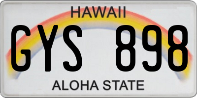 HI license plate GYS898