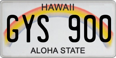 HI license plate GYS900