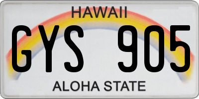 HI license plate GYS905