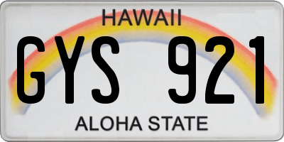 HI license plate GYS921
