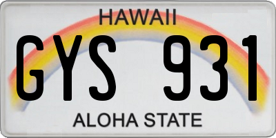 HI license plate GYS931