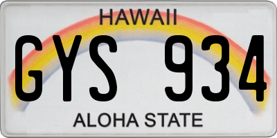 HI license plate GYS934