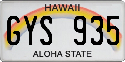 HI license plate GYS935