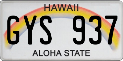 HI license plate GYS937
