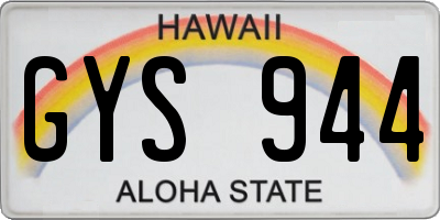 HI license plate GYS944
