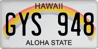 HI license plate GYS948