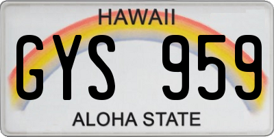HI license plate GYS959