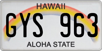 HI license plate GYS963
