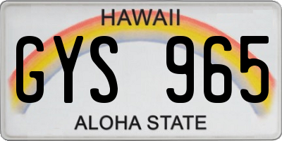 HI license plate GYS965