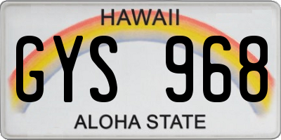 HI license plate GYS968