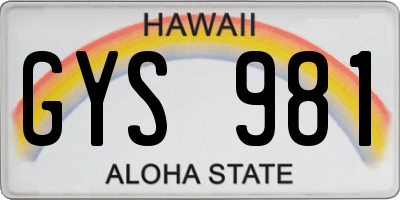 HI license plate GYS981