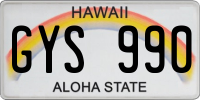 HI license plate GYS990