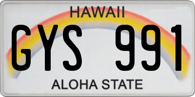 HI license plate GYS991