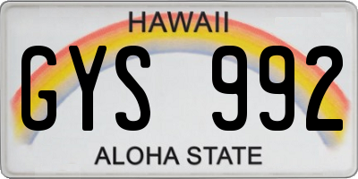 HI license plate GYS992