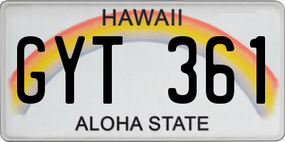 HI license plate GYT361