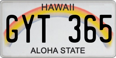 HI license plate GYT365