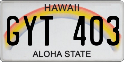 HI license plate GYT403