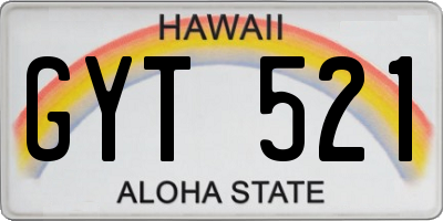 HI license plate GYT521