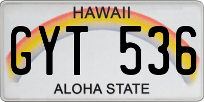 HI license plate GYT536