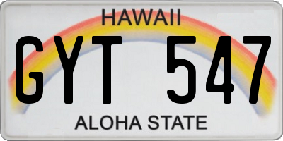 HI license plate GYT547