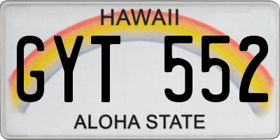HI license plate GYT552