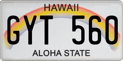 HI license plate GYT560