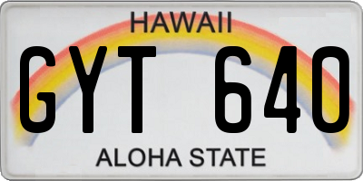 HI license plate GYT640