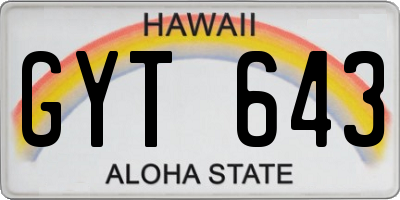 HI license plate GYT643