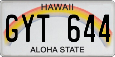 HI license plate GYT644