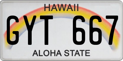 HI license plate GYT667