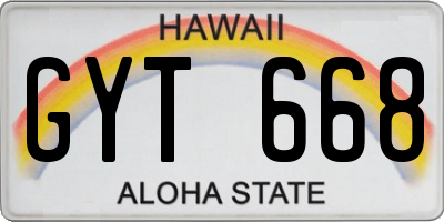 HI license plate GYT668