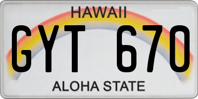 HI license plate GYT670