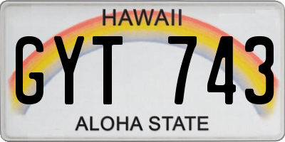 HI license plate GYT743