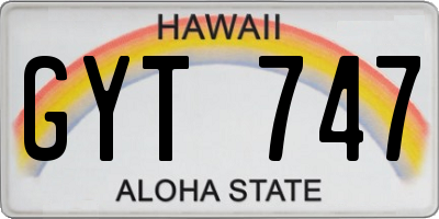 HI license plate GYT747