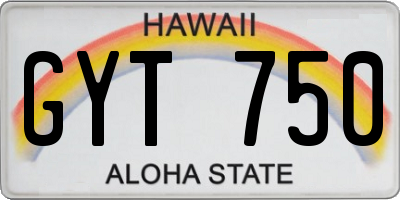 HI license plate GYT750