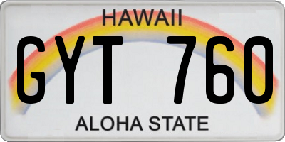 HI license plate GYT760