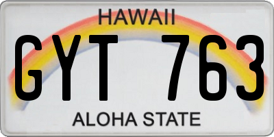 HI license plate GYT763