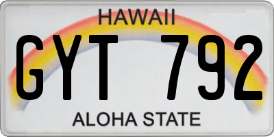 HI license plate GYT792