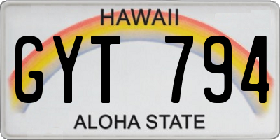 HI license plate GYT794