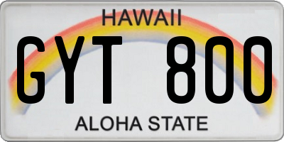 HI license plate GYT800